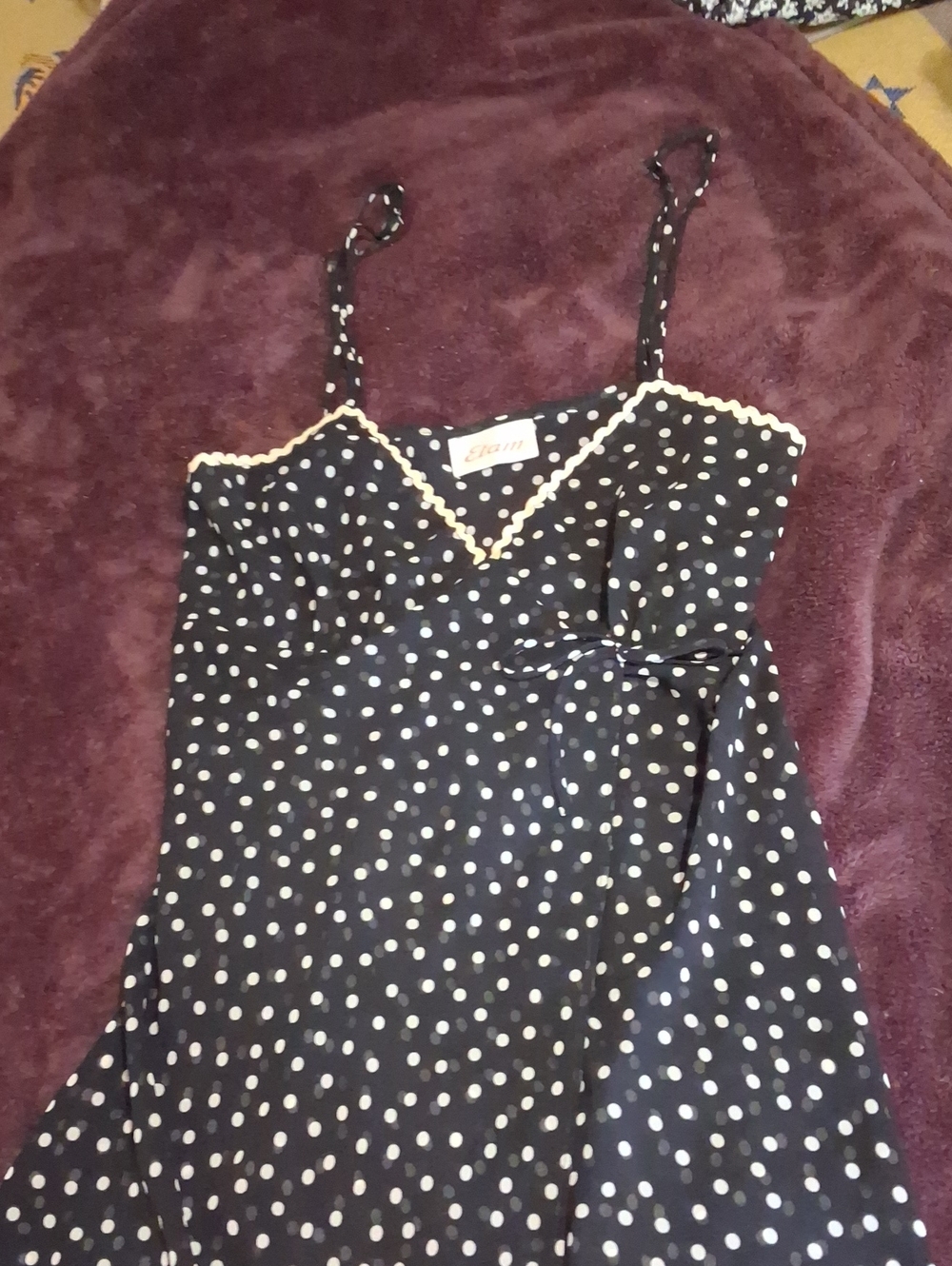 Polka Dot Sexy Nighty With Open Front, Black/White.
